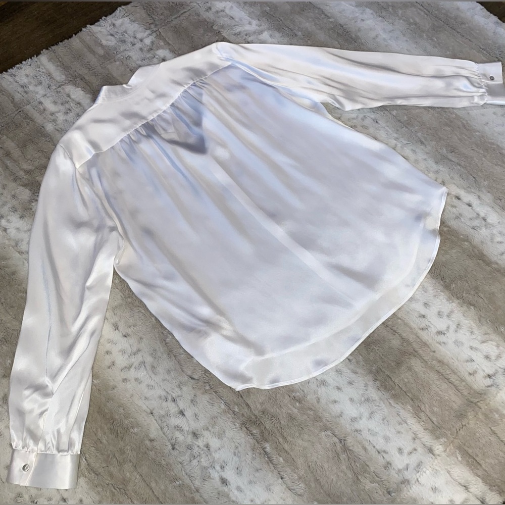 NWT💕L'AGENCE Bianca Silk Charmeuse Blouse in White Size XL - Picture 9 of 14